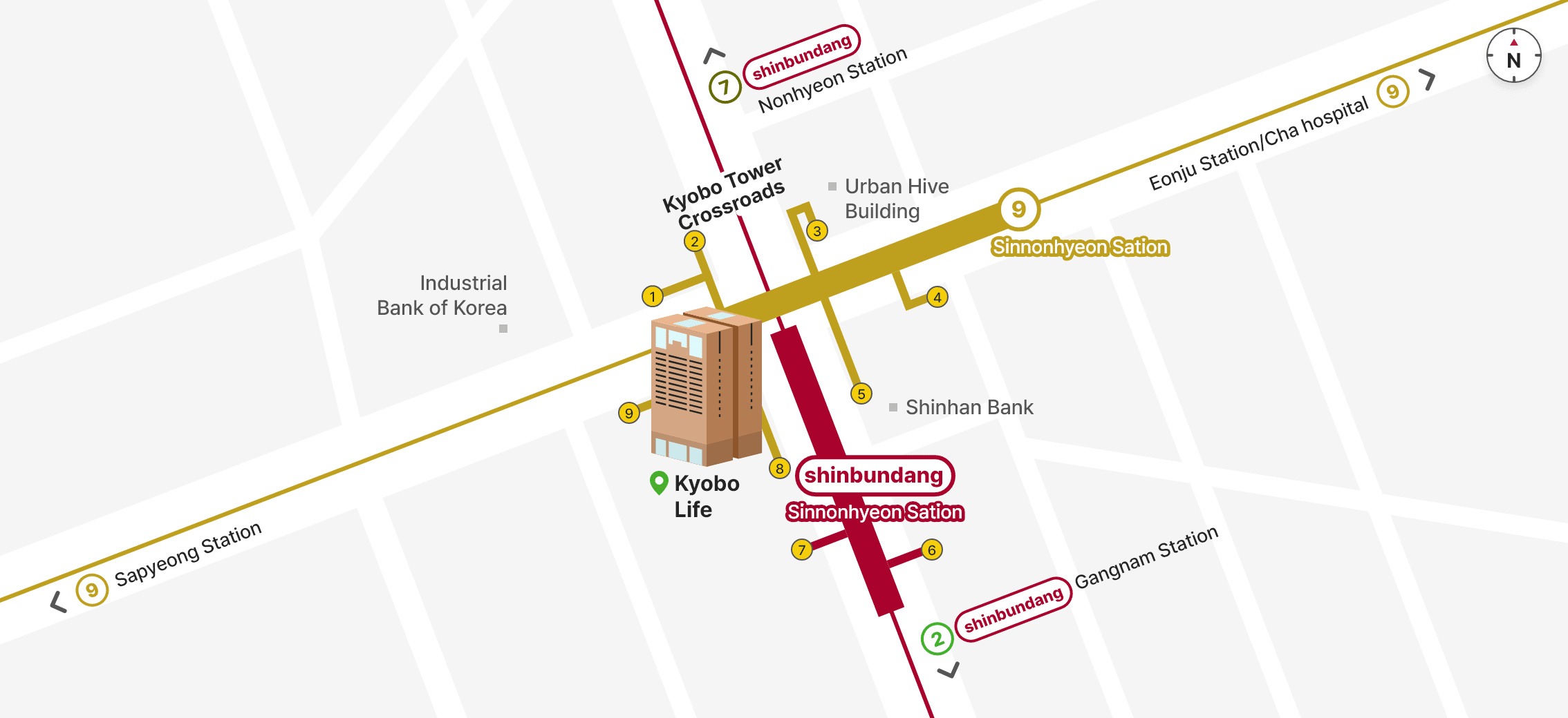 Gangnam Kyobo life map - Please see below for details