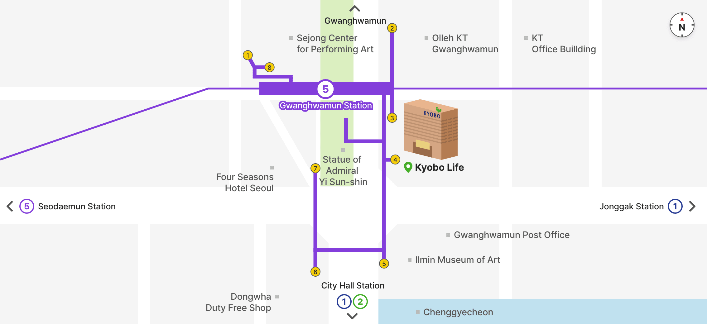 Gwanghwamun Kyobo life map - Please see below for details