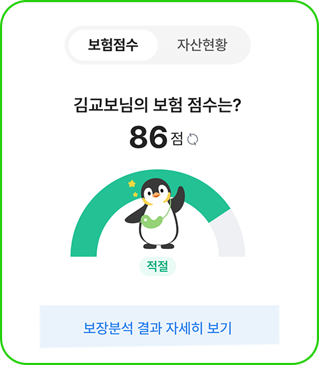 김교보 님의 보험 점수는? 상세화면
